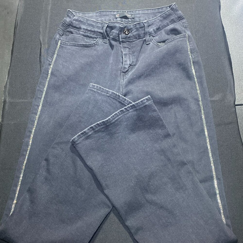 CafeNoir Flare Denim Women's Jeans with Rhinestones at the Hip Size 28